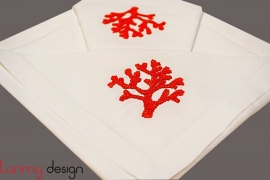 Napkin set- coral embroidery